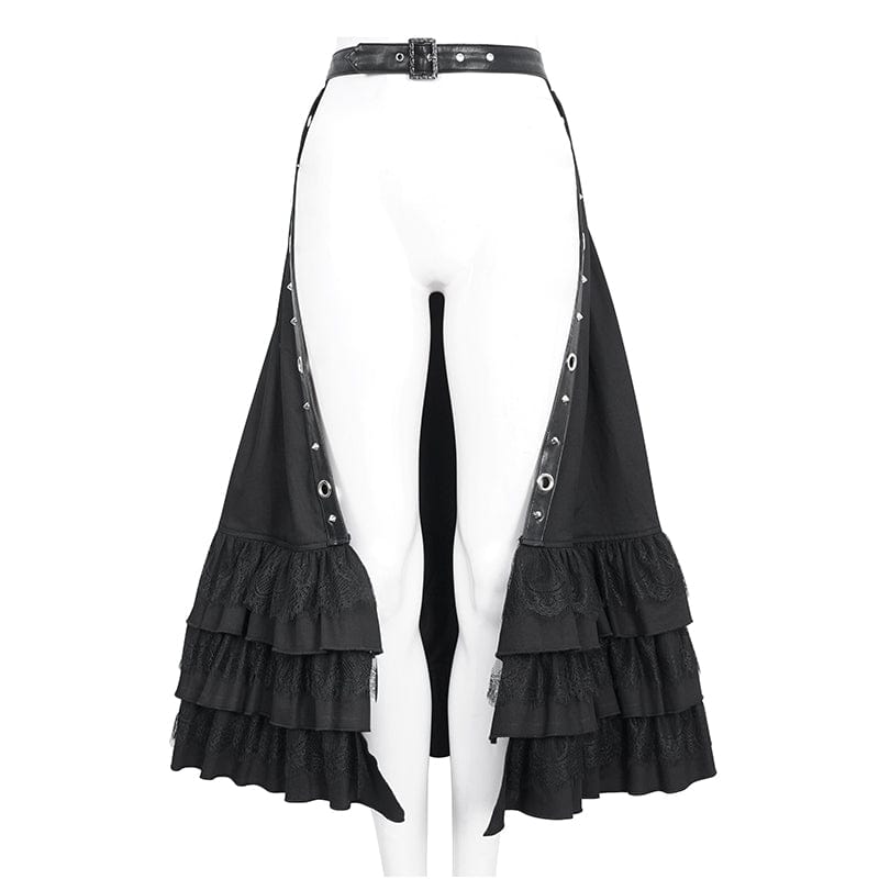Women's Gothic Ruffled Buckle Long Overskirts