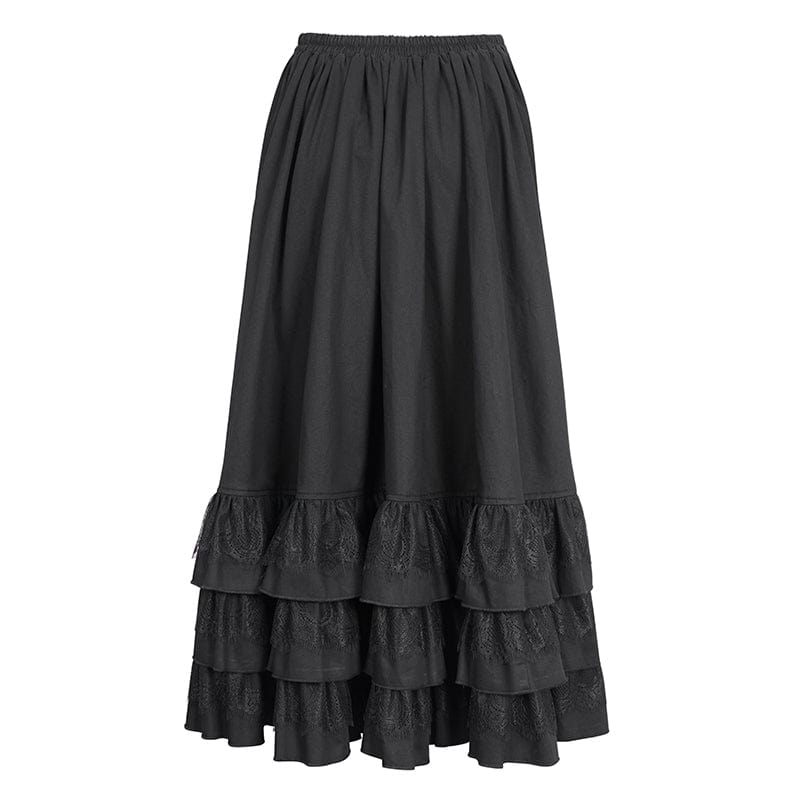 Women's Gothic Ruffled Buckle Long Overskirts