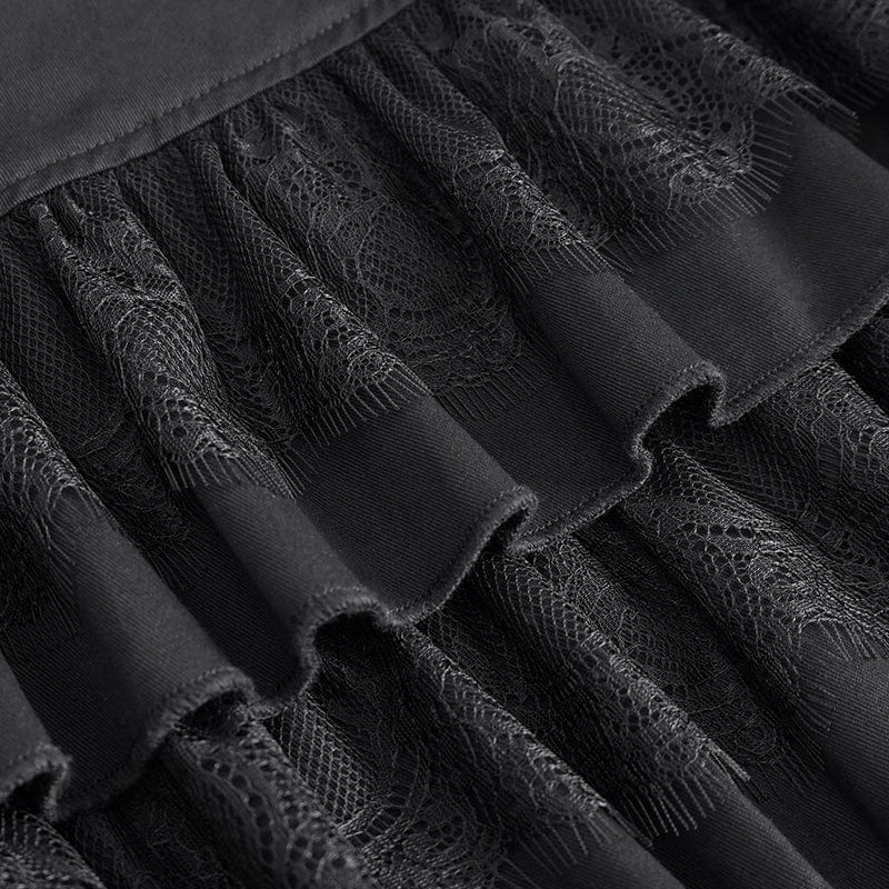 Women's Gothic Ruffled Buckle Long Overskirts