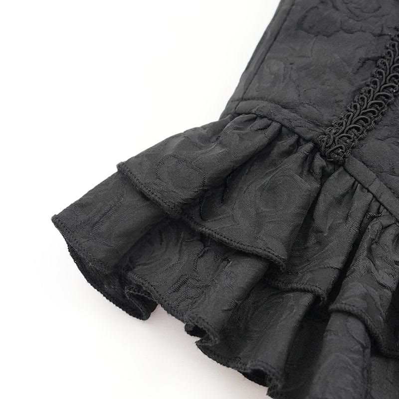 Women's Gothic Ruffled Lace Splice Underbust Corset Black