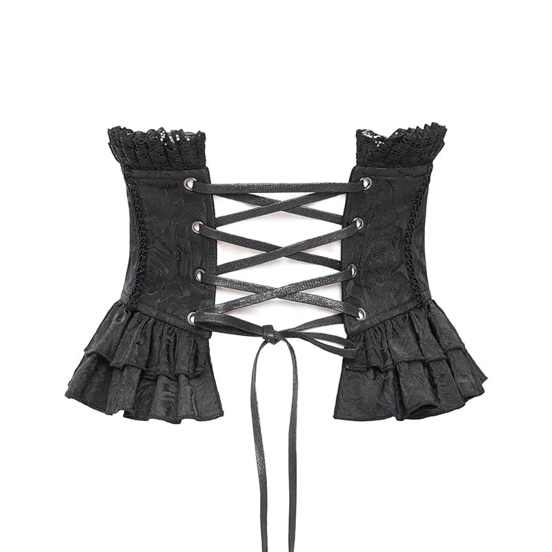Women's Gothic Ruffled Lace Splice Underbust Corset Black