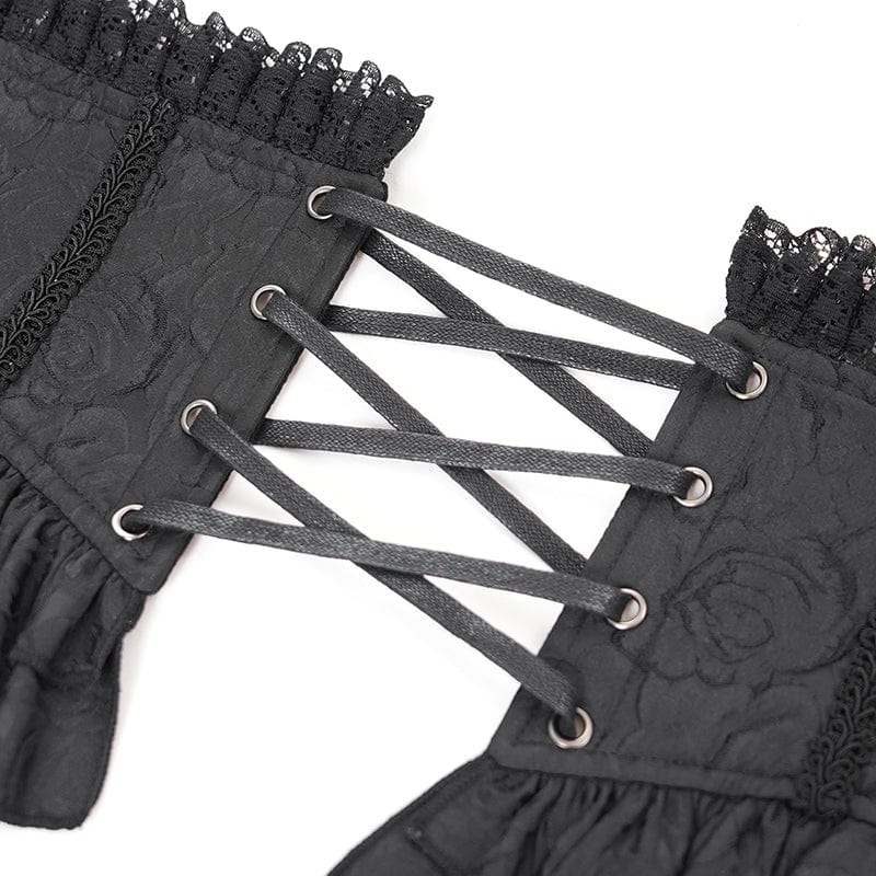 Women's Gothic Ruffled Lace Splice Underbust Corset Black