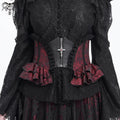 Women's Gothic Ruffled Lace Splice Underbust Corset Red