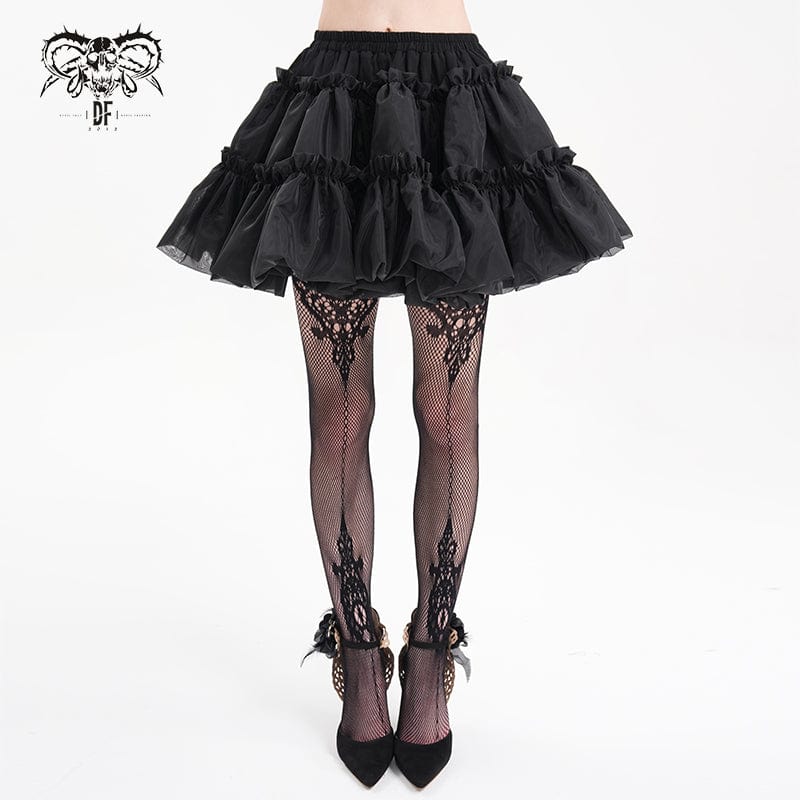 Women's Gothic Ruffled Mesh Bubble Short Skirt