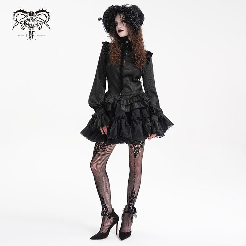 Women's Gothic Ruffled Mesh Bubble Short Skirt