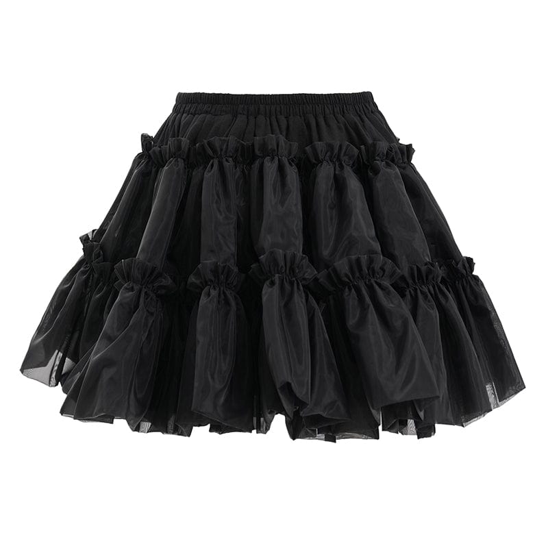 Women's Gothic Ruffled Mesh Bubble Short Skirt