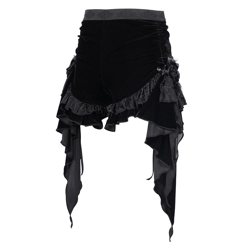 Women's Gothic Ruffled Mesh Plumed Shorts