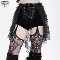 Women's Gothic Ruffled Mesh Splice Lace-up Shorts