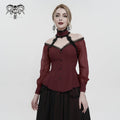 Women's Gothic Strappy Off Shoulder Halterneck Shirt Red