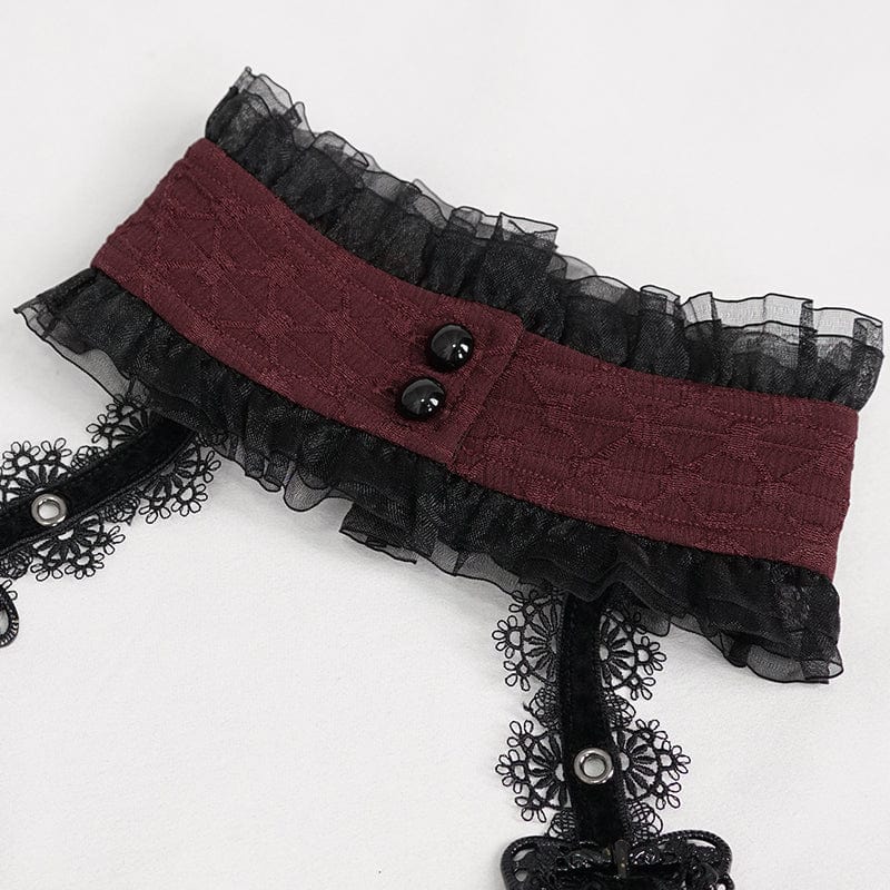 Women's Gothic Strappy Off Shoulder Halterneck Shirt Red