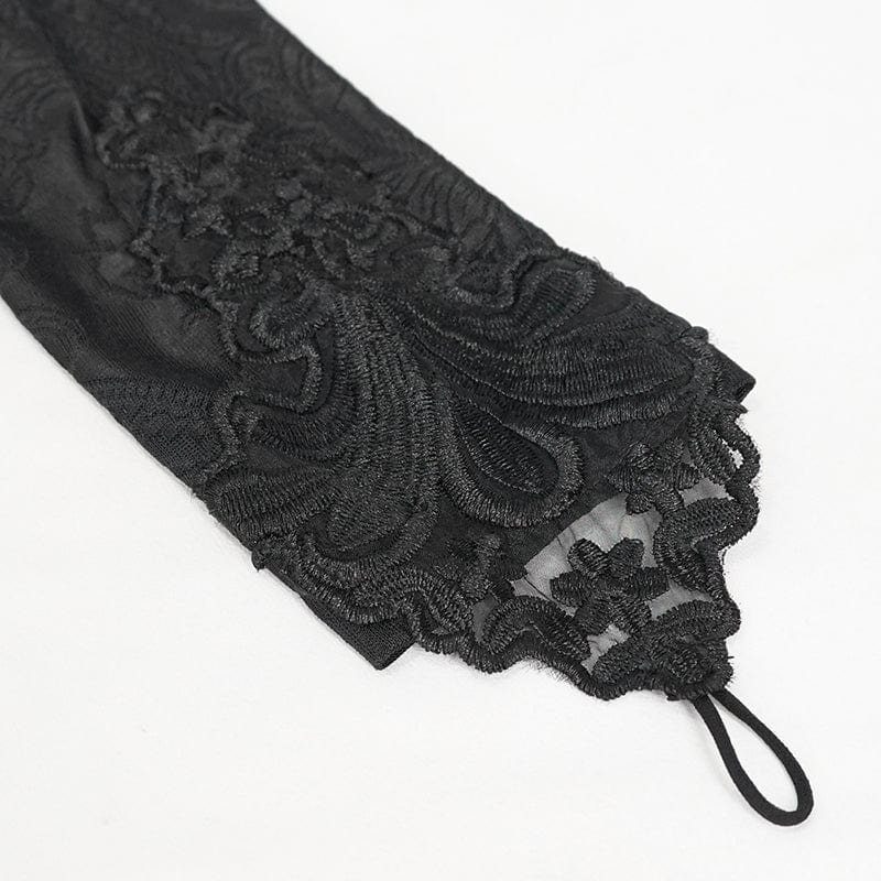 Women's Gothic Strappy Plunging Floral Embroidered Dress