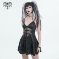 Women's Gothic Strappy Plunging Slip Dress