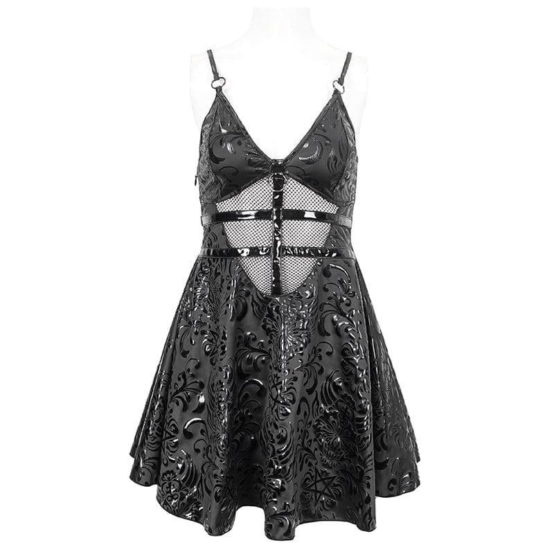 Women's Gothic Strappy Plunging Slip Dress