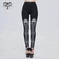 Women's Gothic Strappy Printed Leggings White