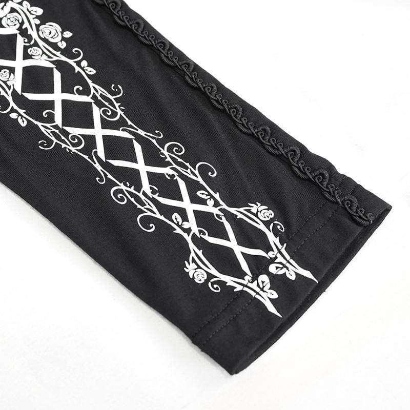 Women's Gothic Strappy Printed Leggings White