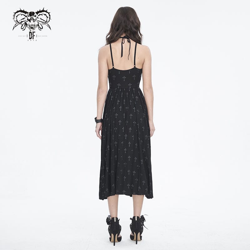 Women's Gothic Strappy Split Maxi Dress with Shorts
