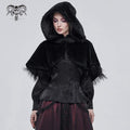 Women's Gothic Strappy Unedged Cloak with Hood Black