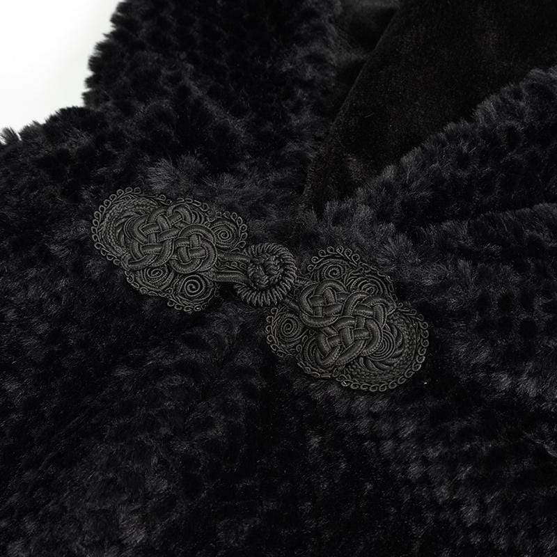 Women's Gothic Strappy Unedged Cloak with Hood Black