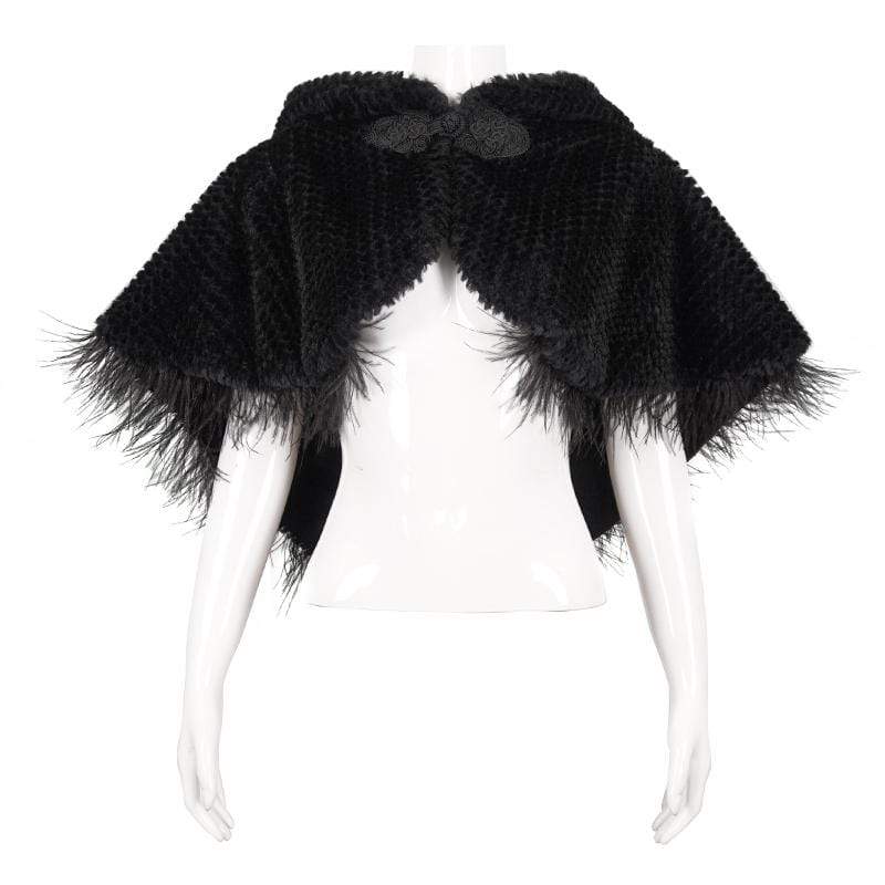 Women's Gothic Strappy Unedged Cloak with Hood Black