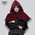 Women's Gothic Strappy Unedged Cloak with Hood Red