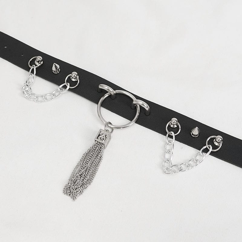 Women's Gothic Studded Tassels Chain Choker