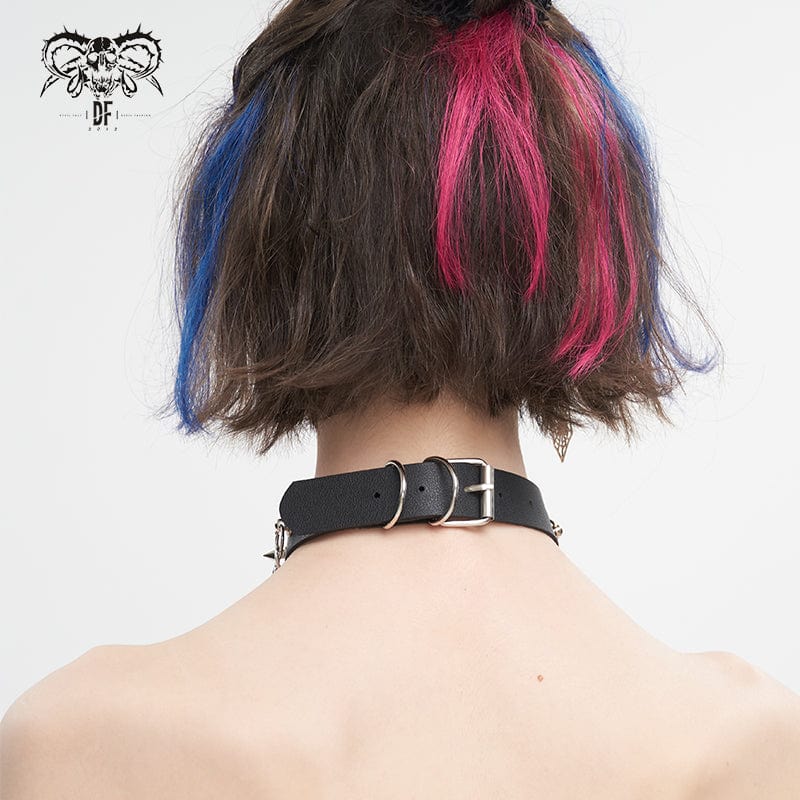 Women's Gothic Studded Tassels Chain Choker