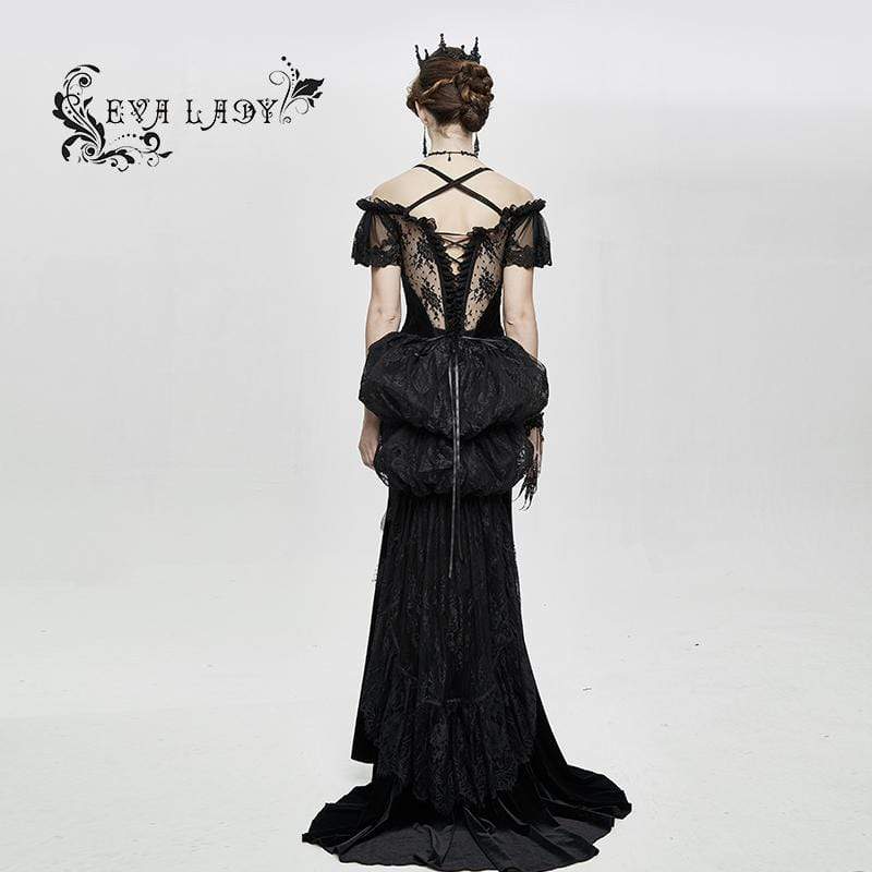 Women's Gorgeous Sheer Floral Lace Ruffled Fitted Corsets With Detachable Hem