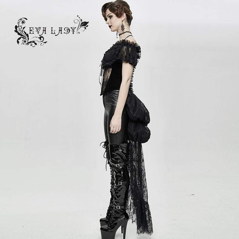Women's Gorgeous Sheer Floral Lace Ruffled Fitted Corsets With Detachable Hem