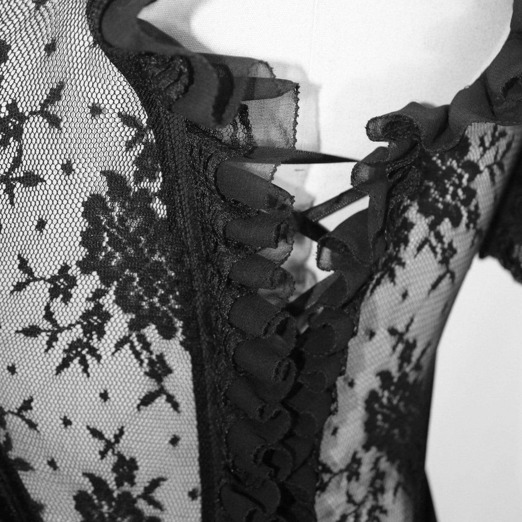 Women's Gorgeous Sheer Floral Lace Ruffled Fitted Corsets With Detachable Hem