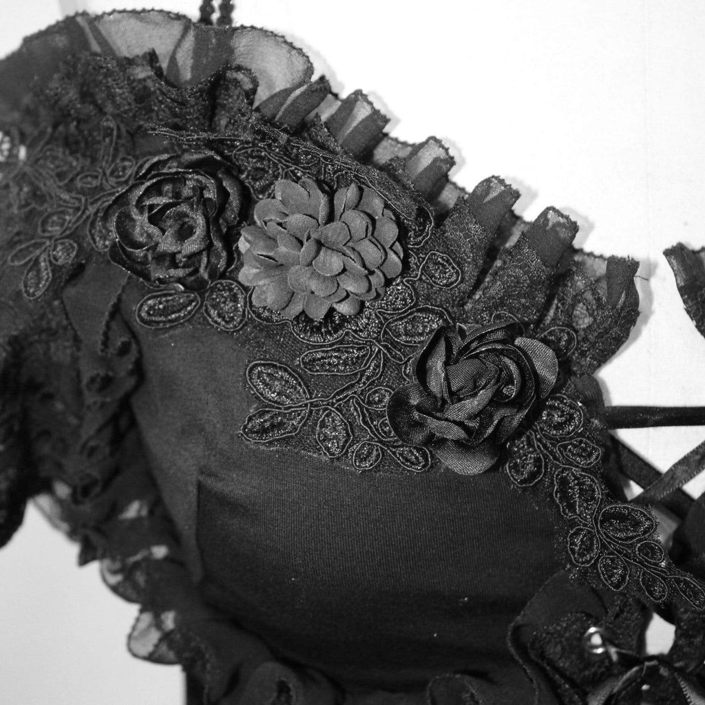 Women's Gorgeous Sheer Floral Lace Ruffled Fitted Corsets With Detachable Hem