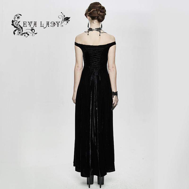 Women's Gorgeous Sleeveless Lace Embroidered Velvet Dresses Wedding Dress