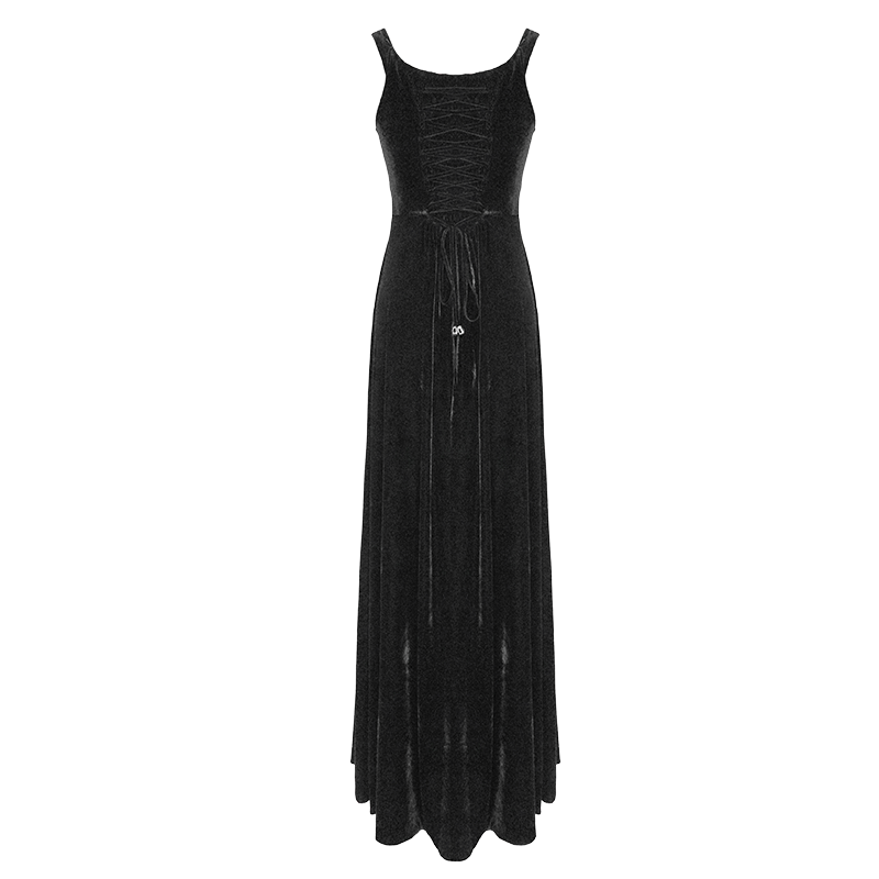 Women's Gorgeous Sleeveless Lace Embroidered Velvet Dresses Wedding Dress