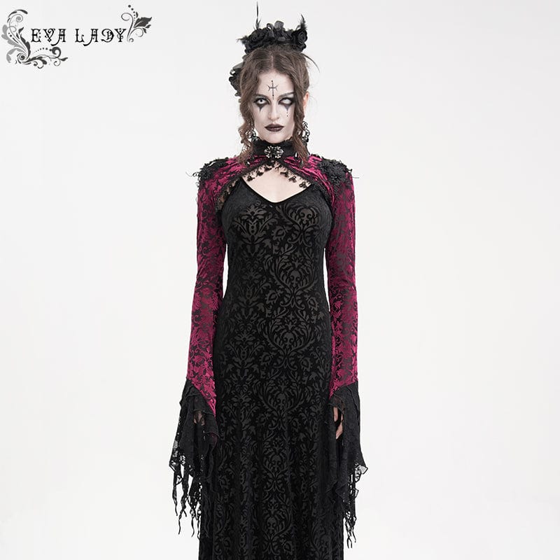 Women's Gothic Lace Tassels Cape Black Purple