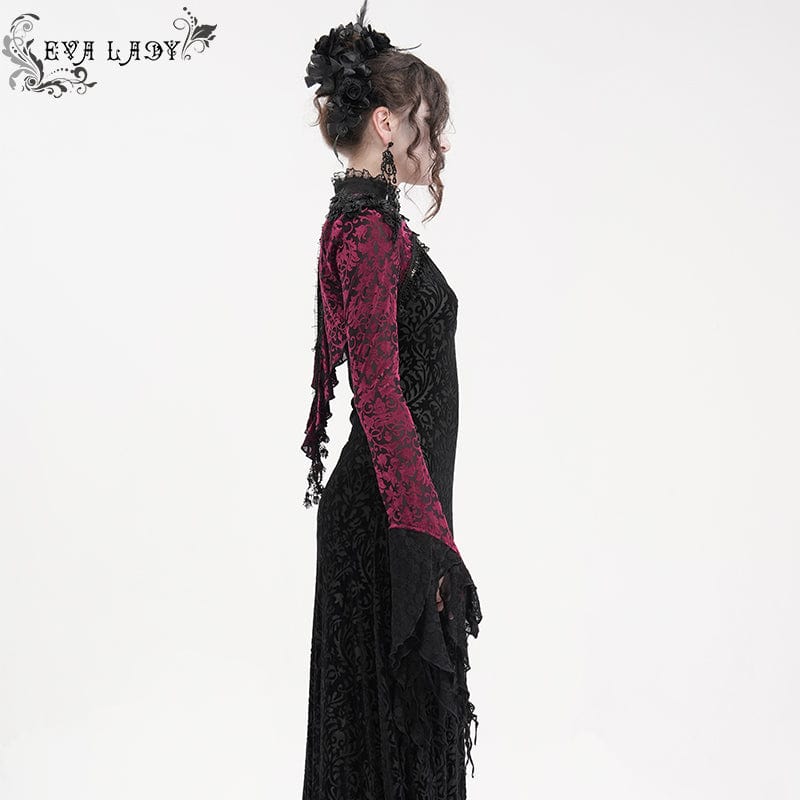 Women's Gothic Lace Tassels Cape Black Purple