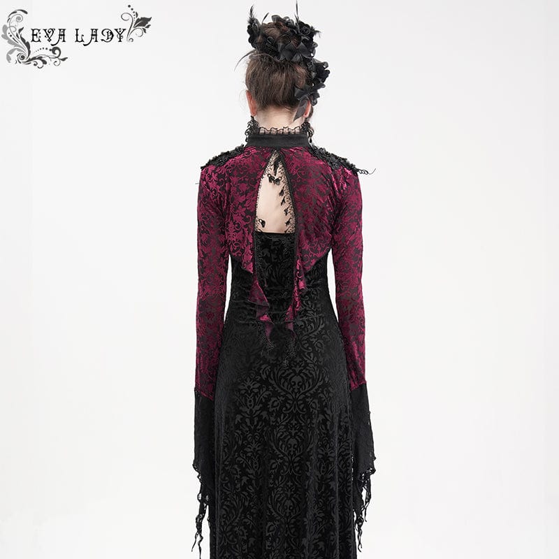 Women's Gothic Lace Tassels Cape Black Purple