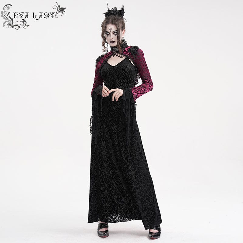 Women's Gothic Lace Tassels Cape Black Purple