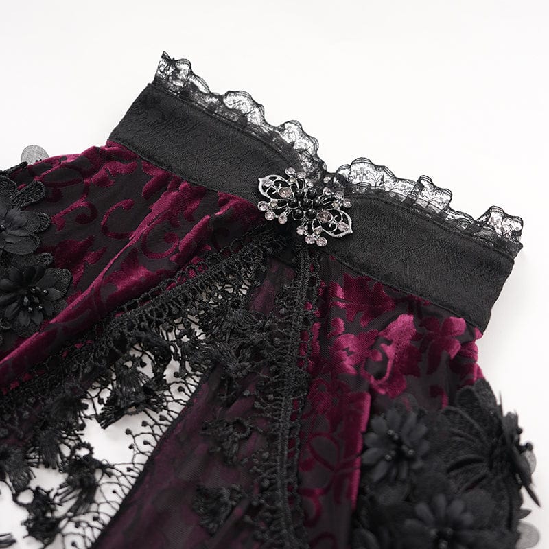 Women's Gothic Lace Tassels Cape Black Purple