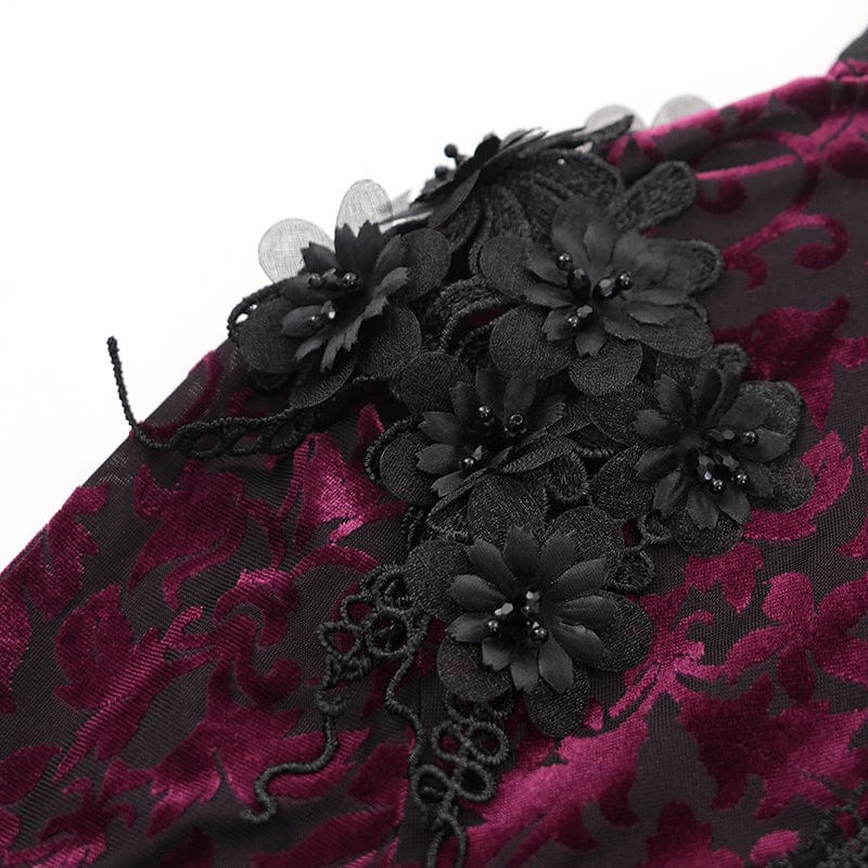 Women's Gothic Lace Tassels Cape Black Purple