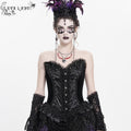 Women's Gothic Lace-up Beaded Lace Overbust Corset Black