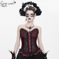 Women's Gothic Lace-up Beaded Lace Overbust Corset Red