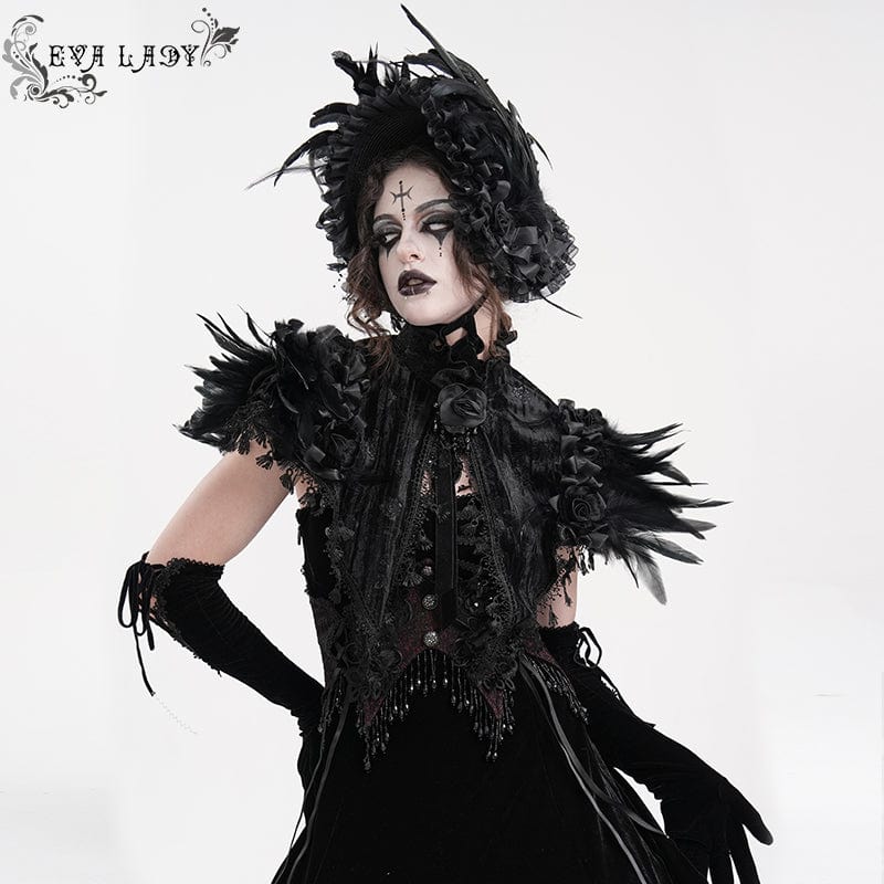 Women's Gothic Mesh Strap Feather Hair Accessories