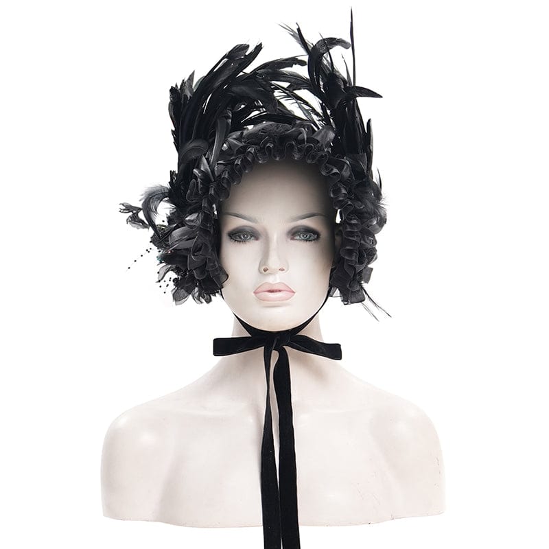 Women's Gothic Mesh Strap Feather Hair Accessories