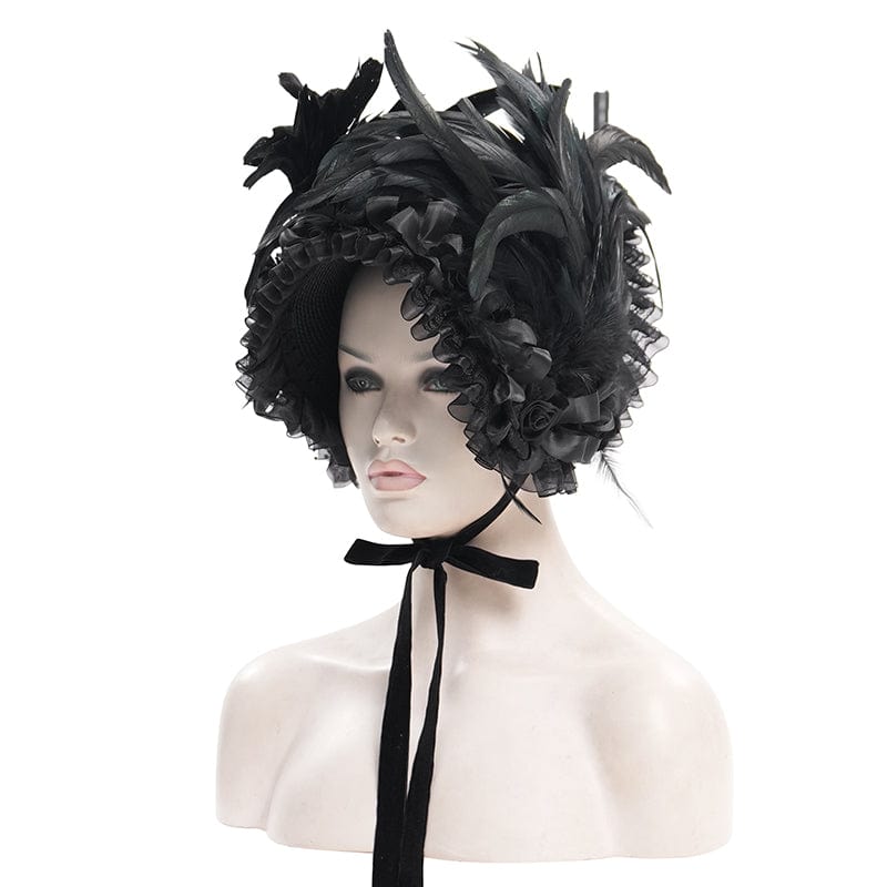 Women's Gothic Mesh Strap Feather Hair Accessories