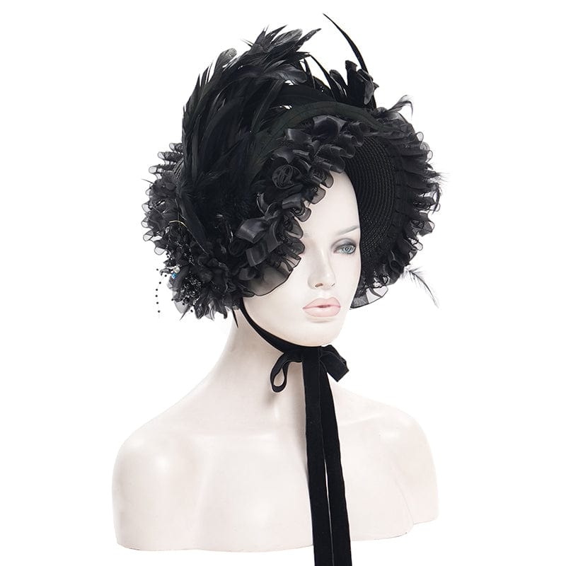 Women's Gothic Mesh Strap Feather Hair Accessories