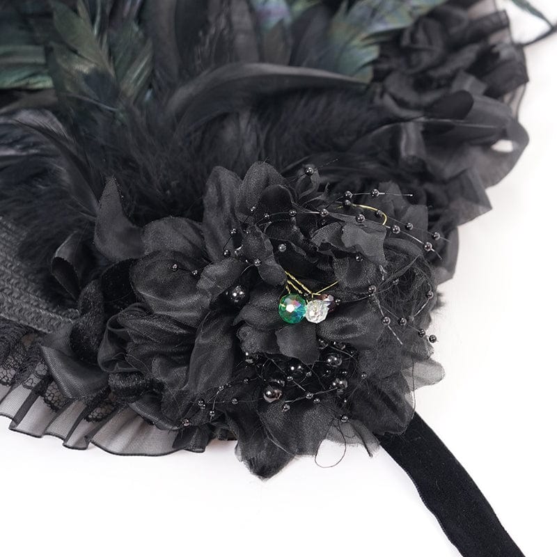 Women's Gothic Mesh Strap Feather Hair Accessories