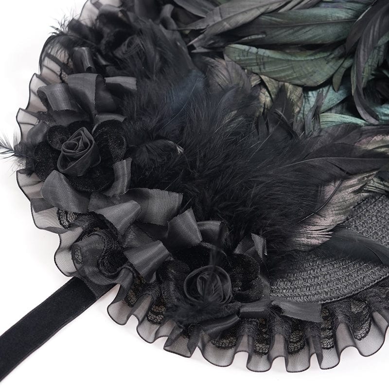 Women's Gothic Mesh Strap Feather Hair Accessories