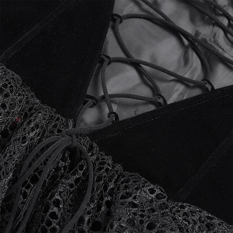 Women's Gothic Printed Tassels Lace-up Slip Dress