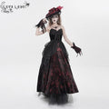 Women's Gothic Printed Tassels Lace-up Slip Dress