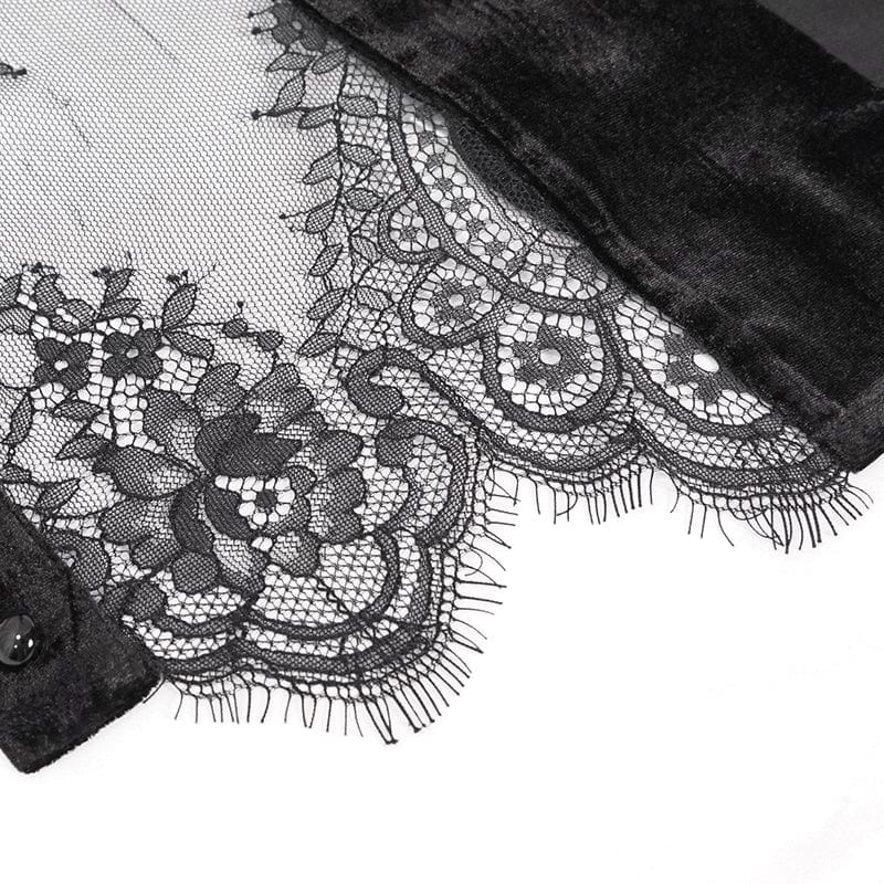 Women's Gothic Puff Sleeved Lace Shirt with Bow Tie