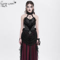 Women's Gothic Rose Heart Lace Splice Halterneck Shirt Black
